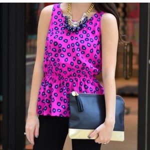 Lilly Pulitzer pink cheetah print peplum top